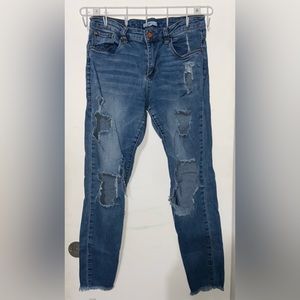 Blue ripped boyfriend jeans